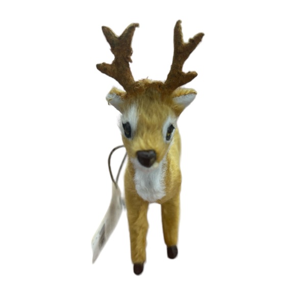 Woodland Animals Deer Buck Faux Fur Christmas Ornament 4" Wondershop New - Picture 3 of 6